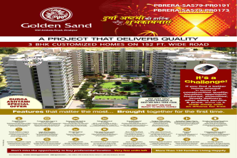 Pay just 10% down payment and book your home at Golden Sand Apartments in Chandigarh